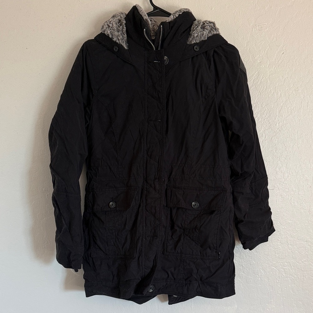 Hollister Black Jacket with Faux Fur Lining